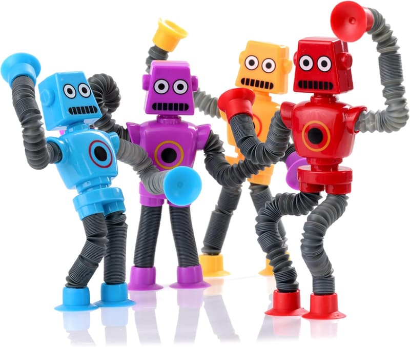 Sensory Robot Toy Set - 4 Fidget Tubes for Kids Ages 3-10