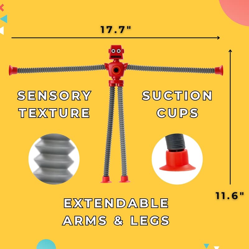 Sensory Robot Toy Set - 4 Fidget Tubes for Kids Ages 3-10