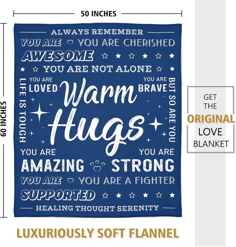 Get Well Soon Gift - Blue Comfort Blanket with Inspiring Words