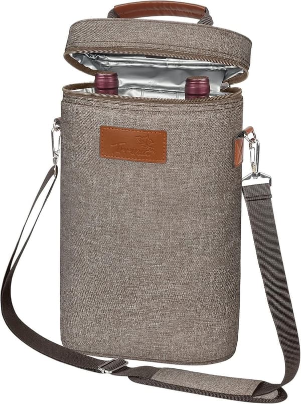 Insulated Wine Tote Bag for Travel & Parties - Grey