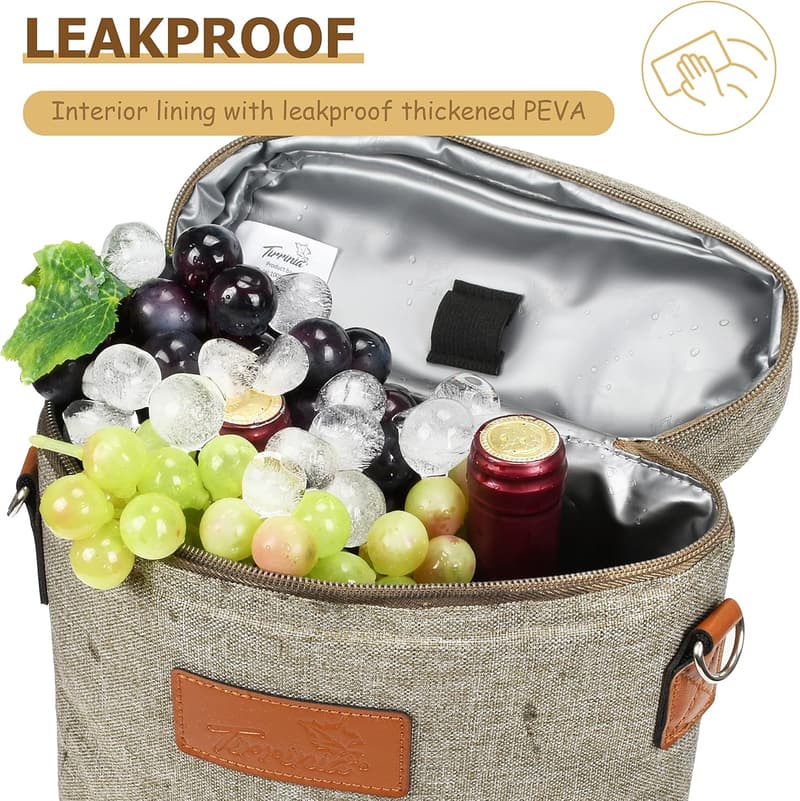 Insulated Wine Tote Bag for Travel & Parties - Grey