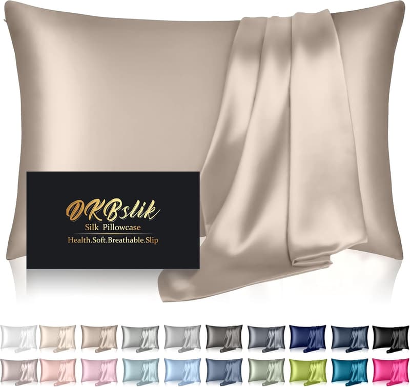 Champagne Mulberry Silk Pillowcase - Anti-Acne, Hypoallergenic