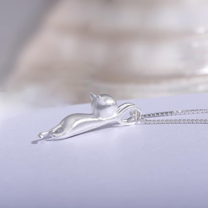 Sterling Silver Cat Necklace for Cat Moms