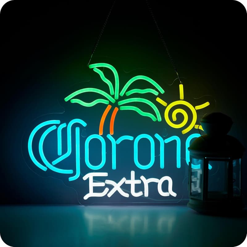 Neon Palm Tree Beer Sign for Bar and Man Cave Decor