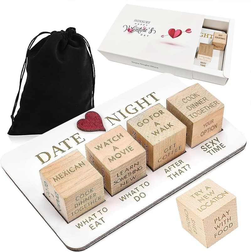Date Night Dice: Fun Wooden Decision-Making Gift for Couples
