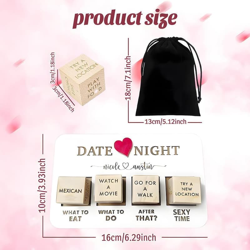 Date Night Dice: Fun Wooden Decision-Making Gift for Couples