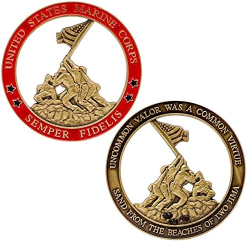 Iwo Jima Challenge Coin with Real Sands - Marine Corps Gift