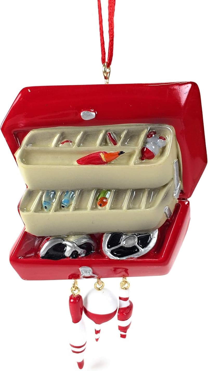 Fishing Christmas Tree Ornament with Tackle Box, Bobbers & Lures