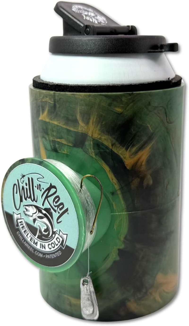 Fishing Can Cooler with Hard Shell & Hand Line Reel – Unique Gift for Men