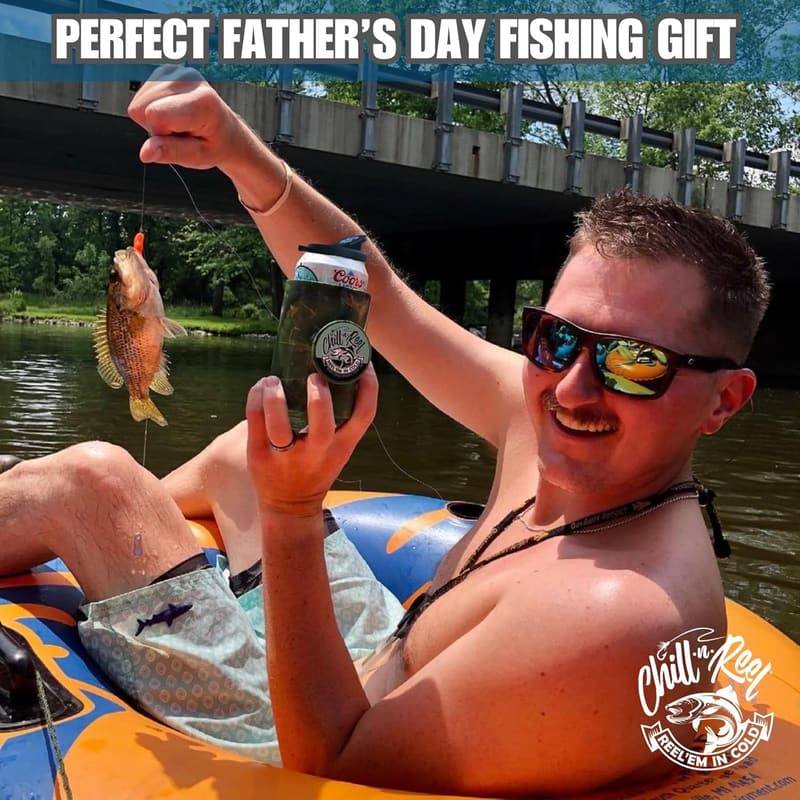 Fishing Can Cooler with Hard Shell & Hand Line Reel – Unique Gift for Men