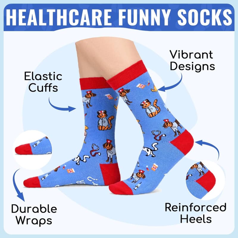 Funny Socks for Nurses, Doctors & EMTs - Gift for Healthcare Workers