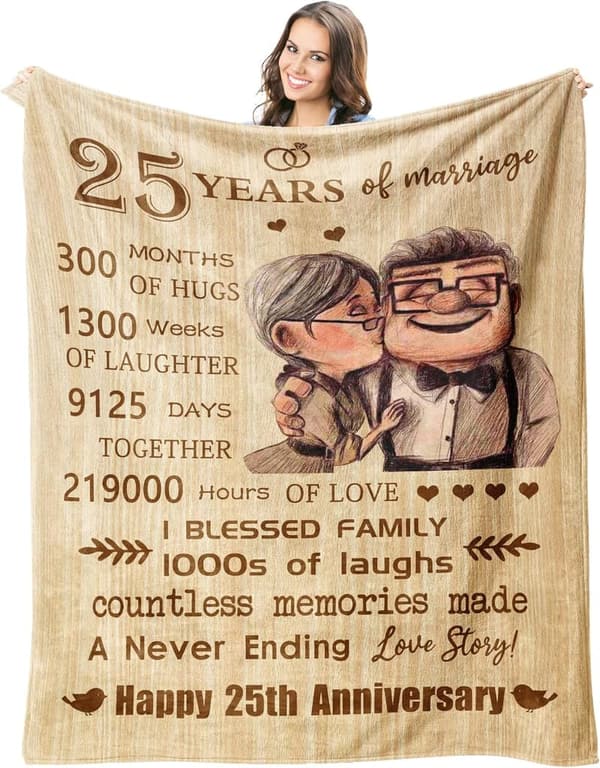 25th Anniversary Blanket Gift for Couples – 60