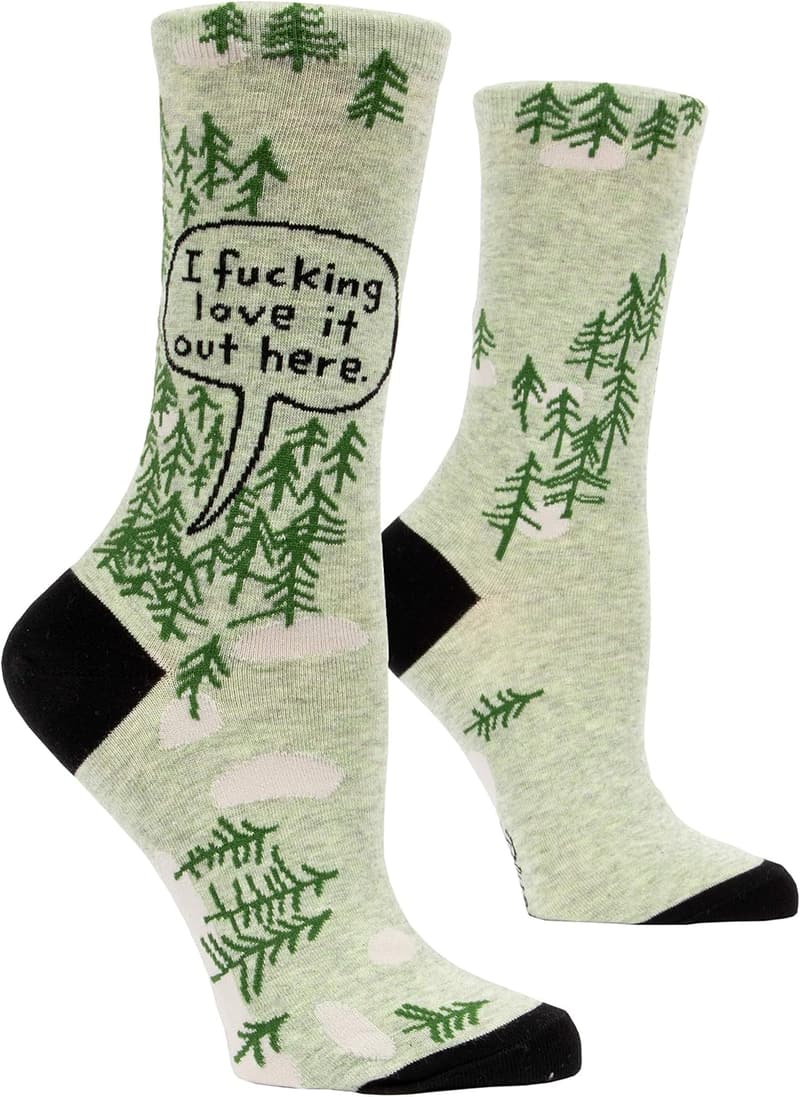 Women's Novelty Crew Socks - Blue Q Size 5-10