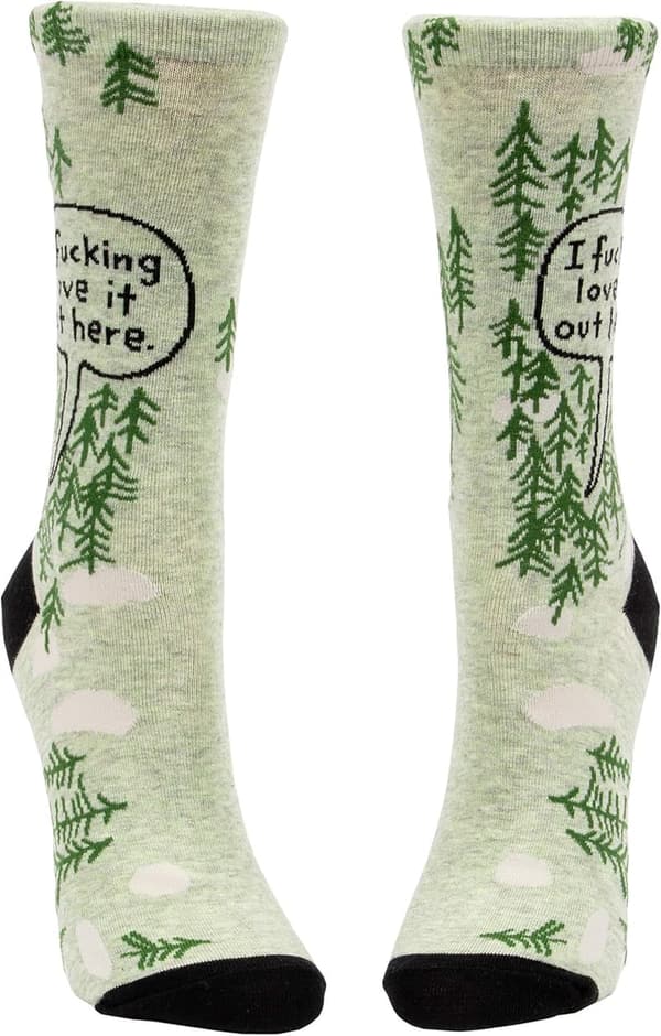 Women's Novelty Crew Socks - Blue Q Size 5-10
