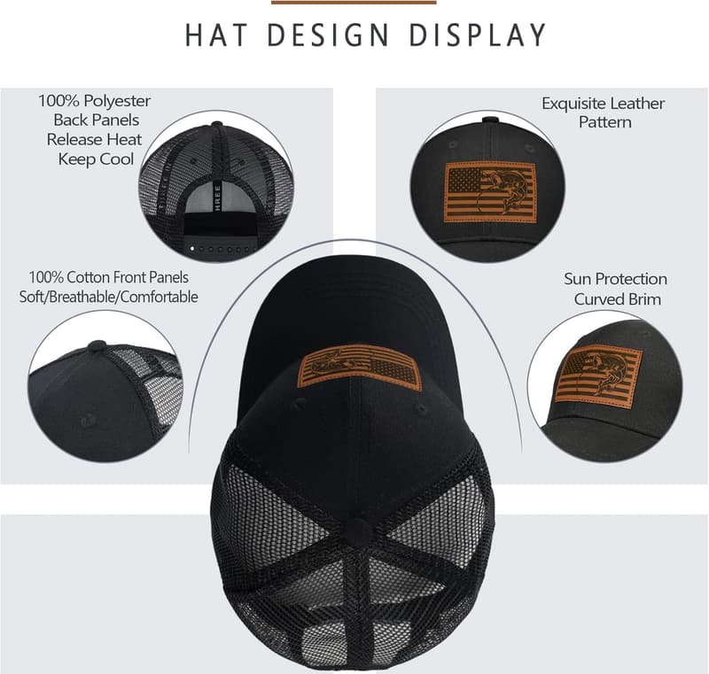 Father's Day Trucker Hat with Leather Pattern for Dad