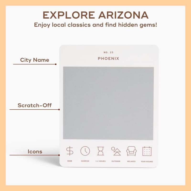Arizona Adventure Bucket List Scratch-Off Cards for Travel