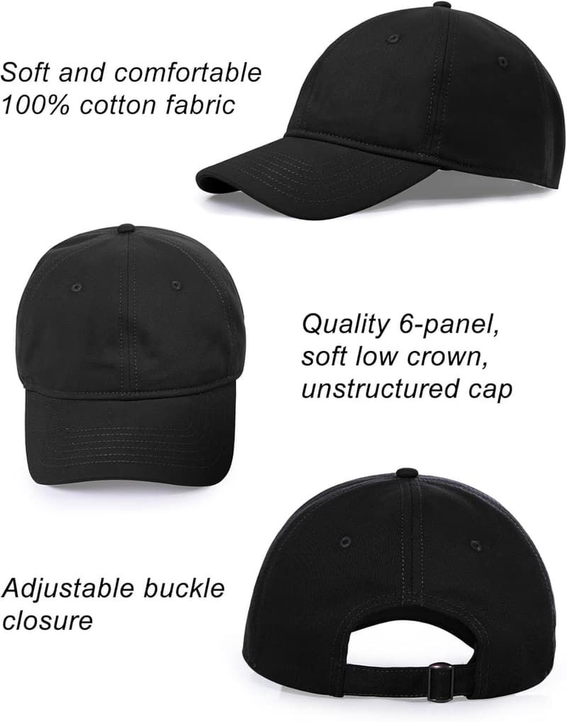 Men's Adjustable Cotton Baseball Cap for Big Heads, XL-XXL
