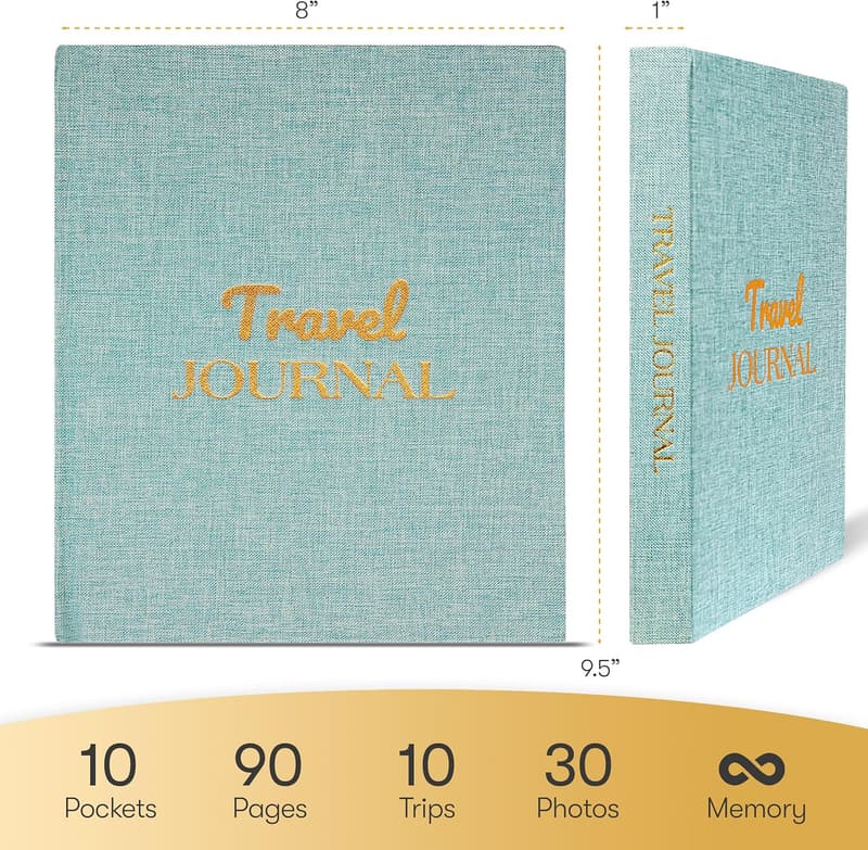Travel Journal for Adventurers with 10 Keepsake Pockets