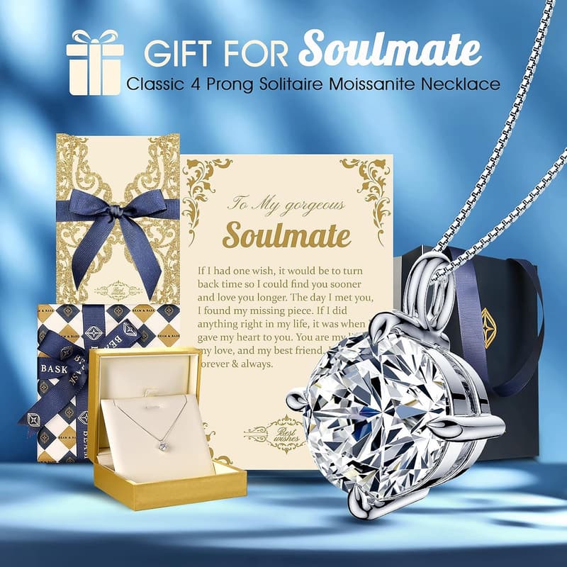 Anniversary Moissanite Pendant Necklace in S925 Sterling Silver