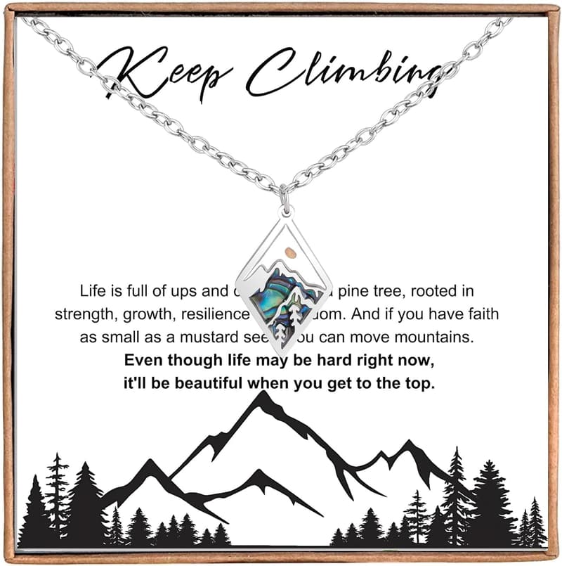 Inspirational Mountain Necklace for Women - Pine Tree Design