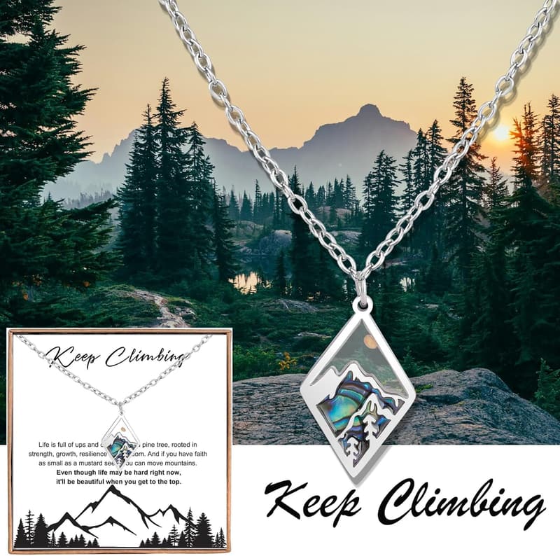 Inspirational Mountain Necklace for Women - Pine Tree Design
