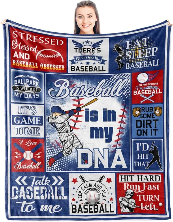Baseball Blanket Throw for Men & Boys - 80