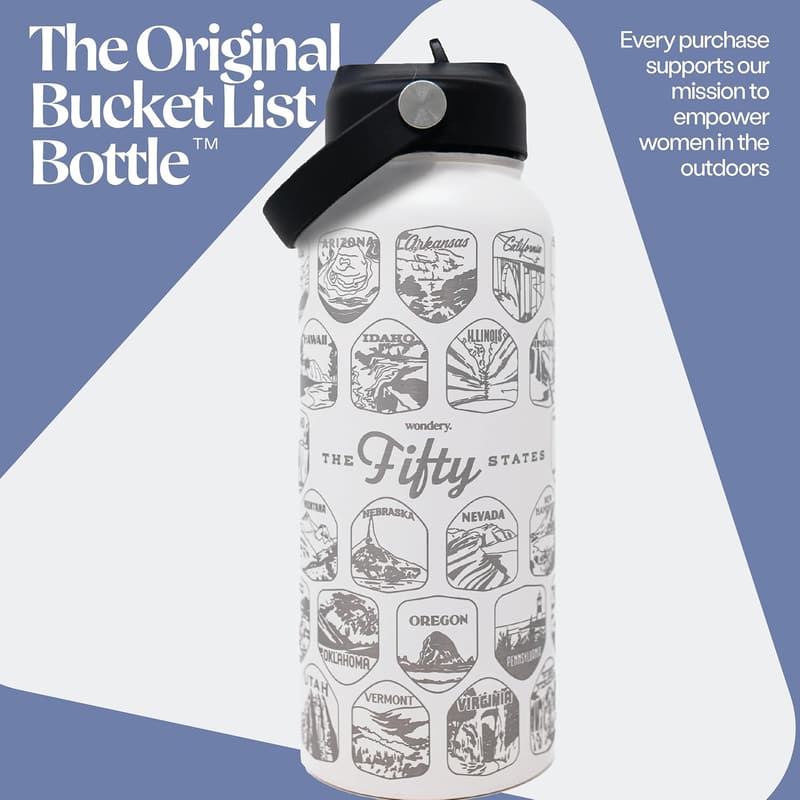 Insulated 32 oz Travel Water Bottle with Stickers - Cream