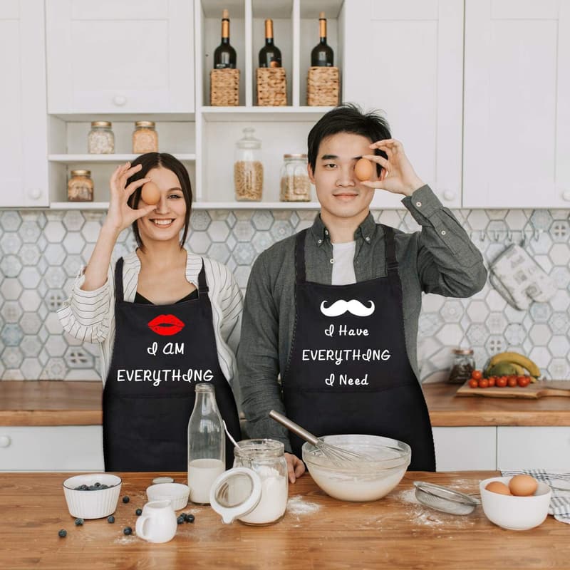 Engagement Apron Set | 2-Piece Kitchen Aprons for Couples