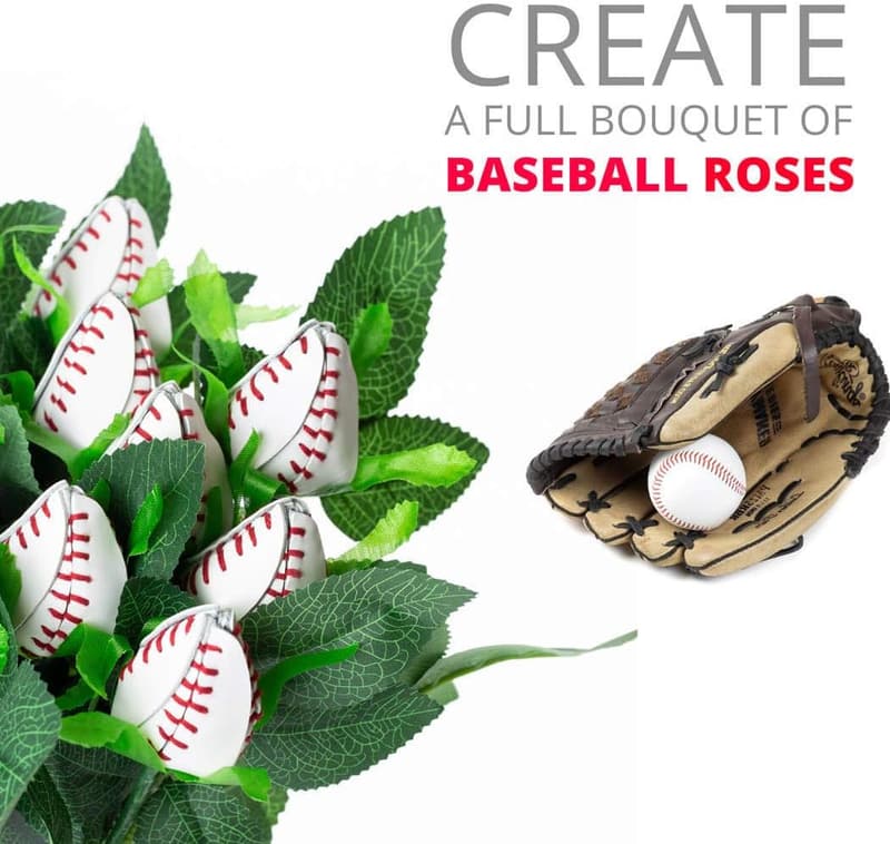 Genuine Leather Baseball Rose Gift for Sports Enthusiasts