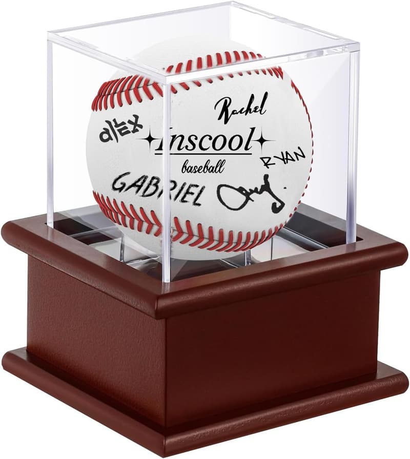 Acrylic Baseball Display Case with Wooden Base - UV Protected