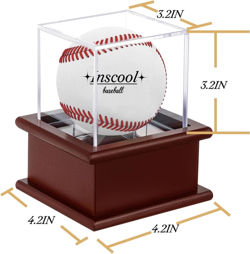 Acrylic Baseball Display Case with Wooden Base - UV Protected