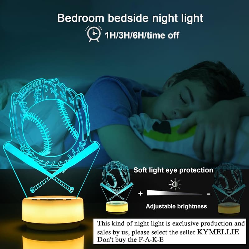 Baseball Night Light with Remote - Color Changing Lamp for Kids