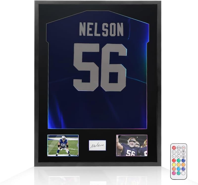 Sports Jersey Shadow Box Display Case with Photo Slots - Black