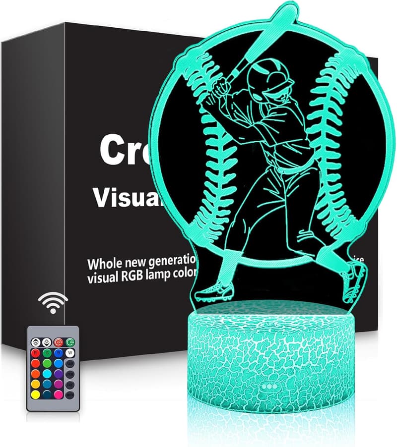 Baseball Night Light for Kids - 16 Colors, Remote Control