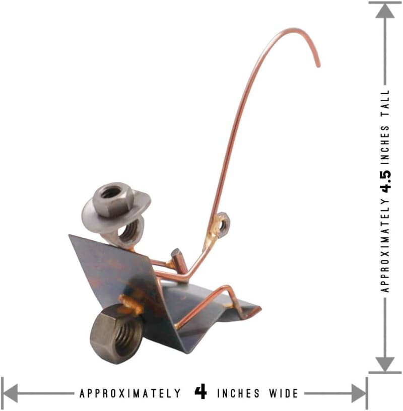 Handmade Metal Fisherman Figurine - Unique Desk Décor