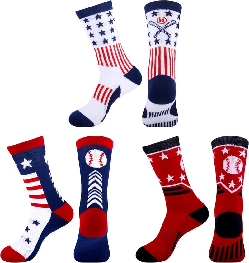Boys' Athletic Crew Socks for Ages 8-14 - Baseball Gifts