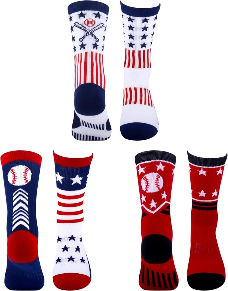 Boys' Athletic Crew Socks for Ages 8-14 - Baseball Gifts