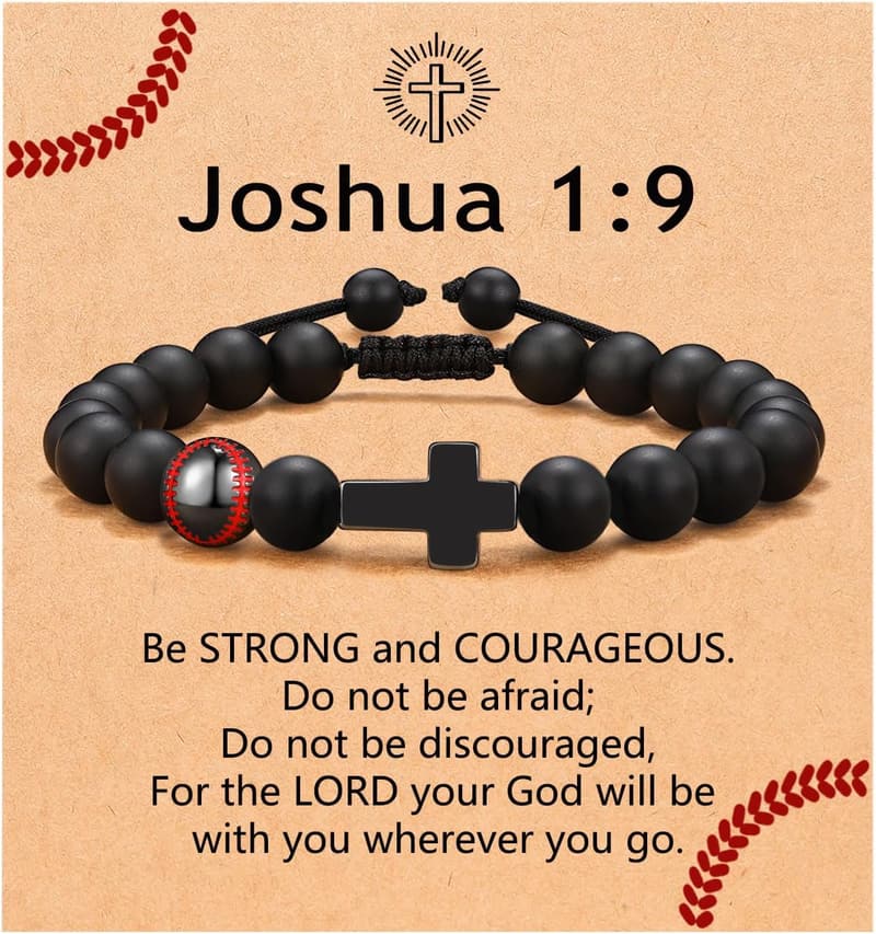 Natural Stone Baseball Soccer Bracelet for Son/Grandson/Nephew