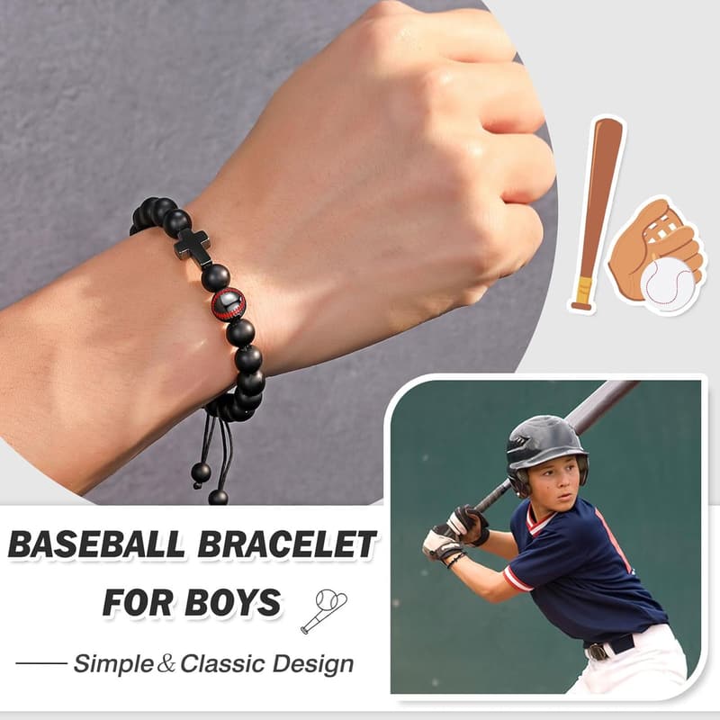 Natural Stone Baseball Soccer Bracelet for Son/Grandson/Nephew