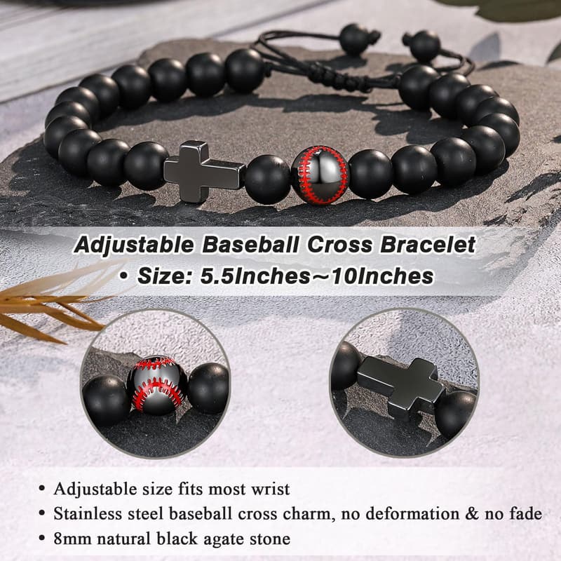 Natural Stone Baseball Soccer Bracelet for Son/Grandson/Nephew