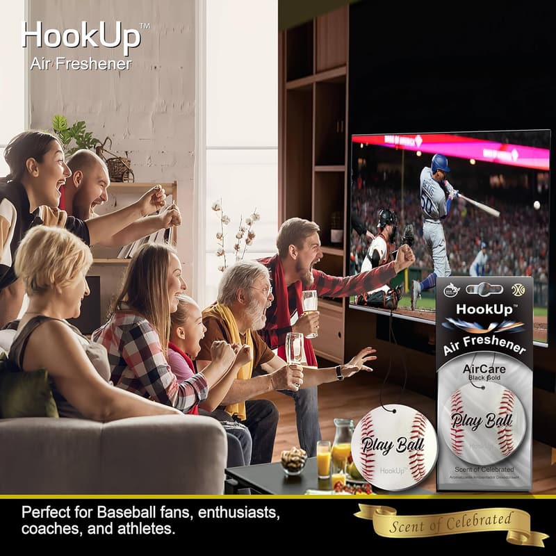 Baseball Air Freshener - 4 Pack - Extra Strong Black Gold Scent