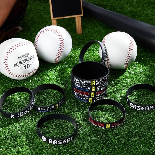 Baseball Party Favors: 36 Pcs Motivational Silicone Wristbands