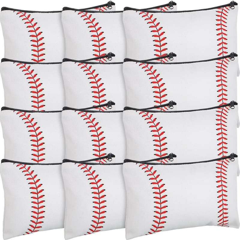 Baseball Cosmetic Bags - 20 Pcs Travel Zipper Pouches for Women