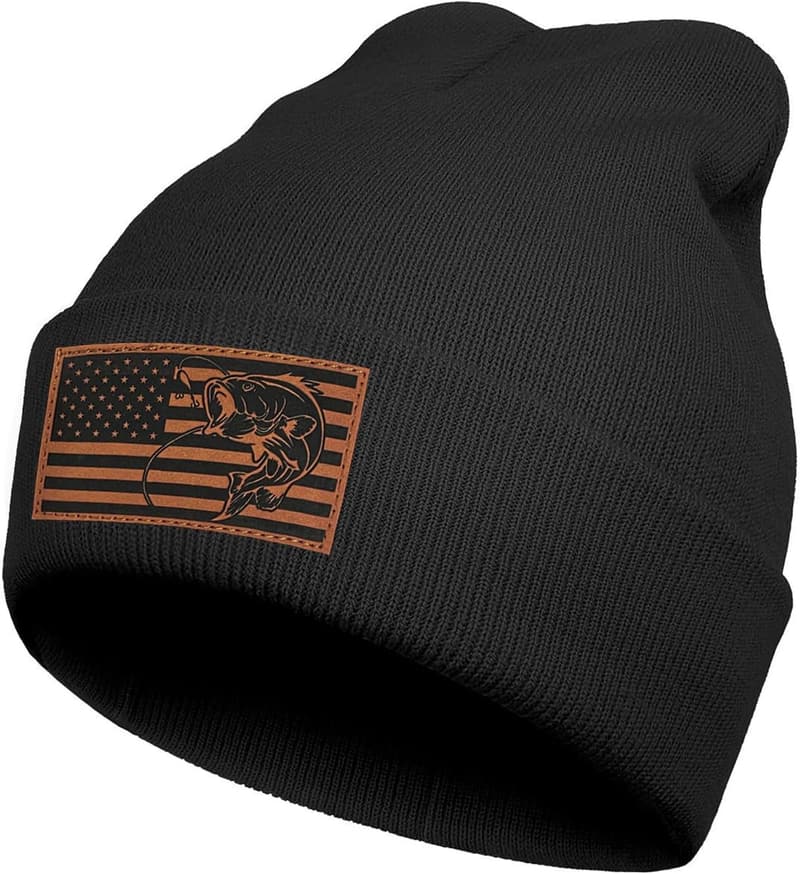Father's Day Gift: Men's Knit Beanie with Leather Pattern