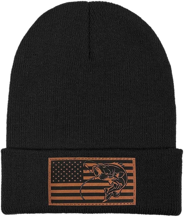 Father's Day Gift: Men's Knit Beanie with Leather Pattern