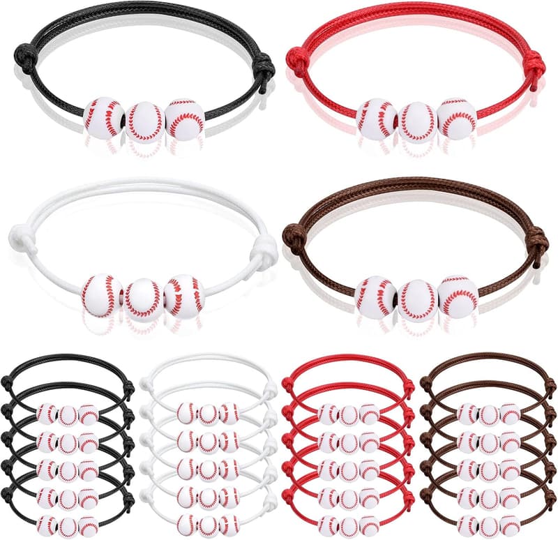 Sports Theme Adjustable Charm Bracelets - 20 Pcs Party Favors