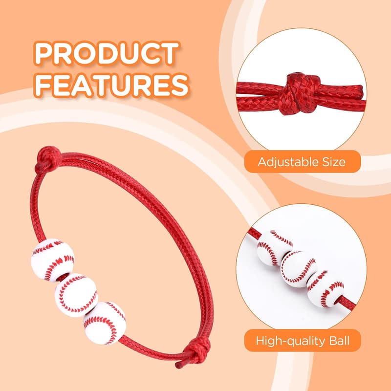 Sports Theme Adjustable Charm Bracelets - 20 Pcs Party Favors