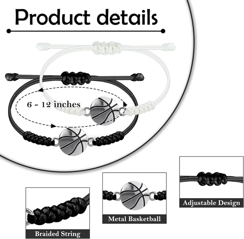 Sport Bracelets Set for Kids, 2pcs Braided Sports Jewelry