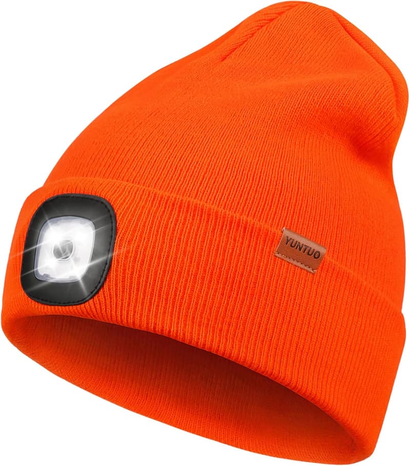 Unisex LED Beanie with Rechargeable Headlamp for Men