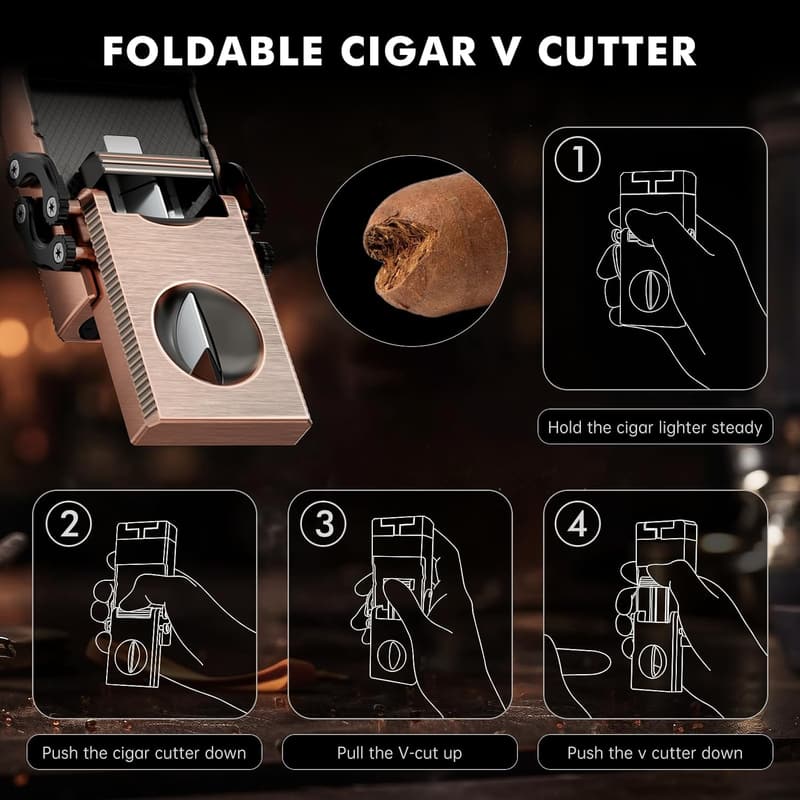 5-in-1 Cigar Lighter Set with Triple Jet Flame - Gift Boxed